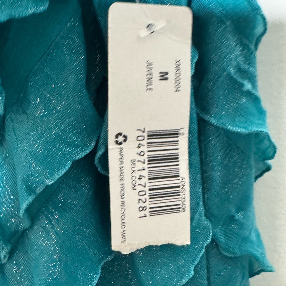 Y2K New Directions Size Medium Sparkle Blue Ruffle Wave Sleeveless Dress NWT New - Picture 4 of 5